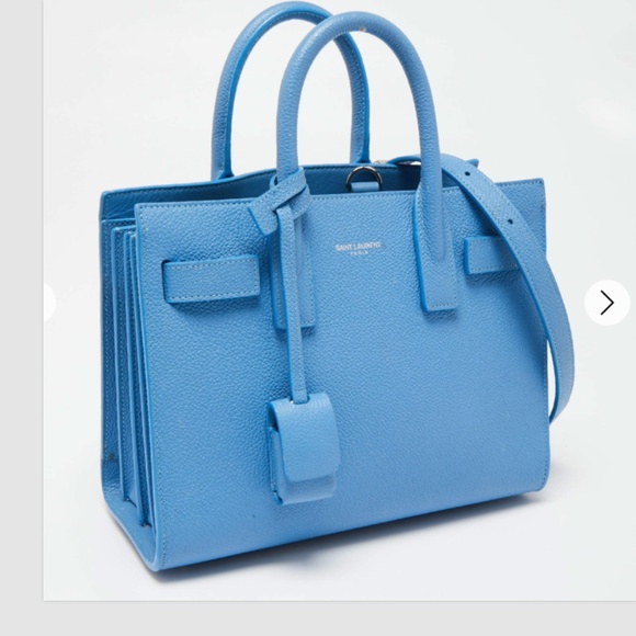 SAINT LAURENT PARIS Light Blue Leather Nano Classic Sac De Jour Tote - Picture 1 of 6